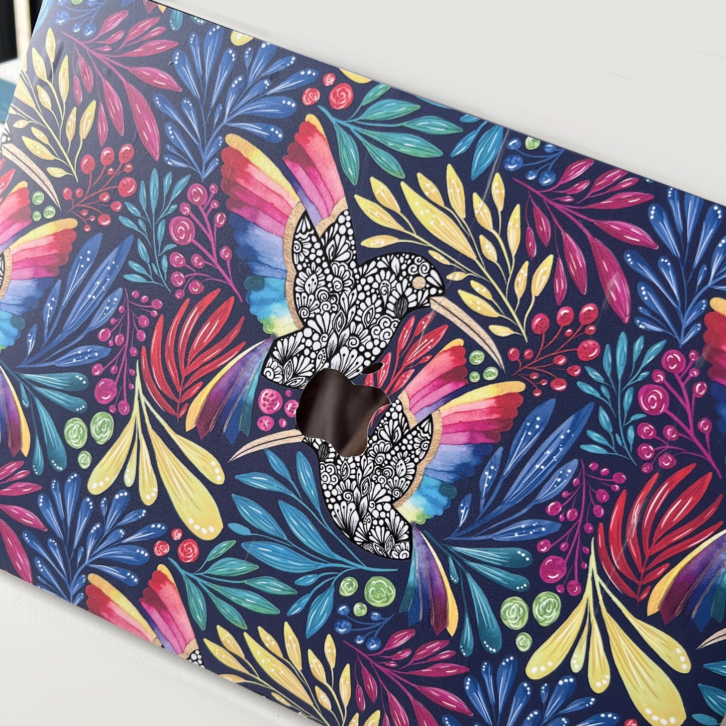 Imperfect Zentangle hummingbird Laptop Skin – Floral Laptop Decal, Waterproof Sticker