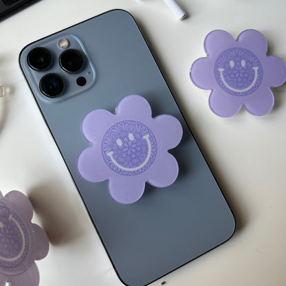 Flower smiley mandala phone grip