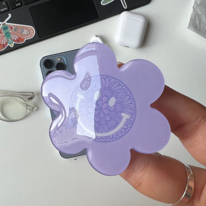 Flower smiley mandala phone grip