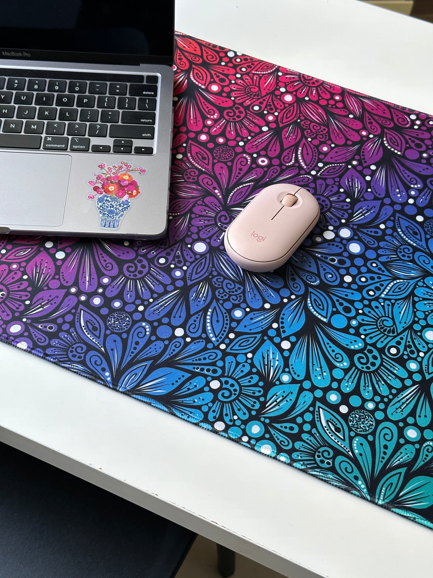 rainbow zentangle desk pad - colorfull desk pads