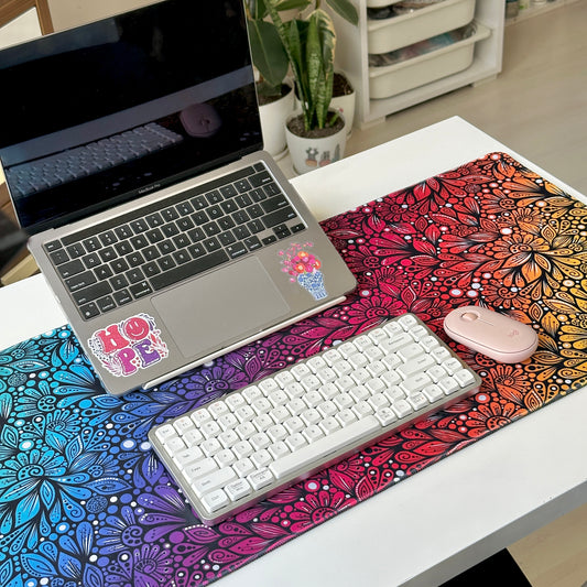 rainbow zentangle desk pad - colorfull desk pads