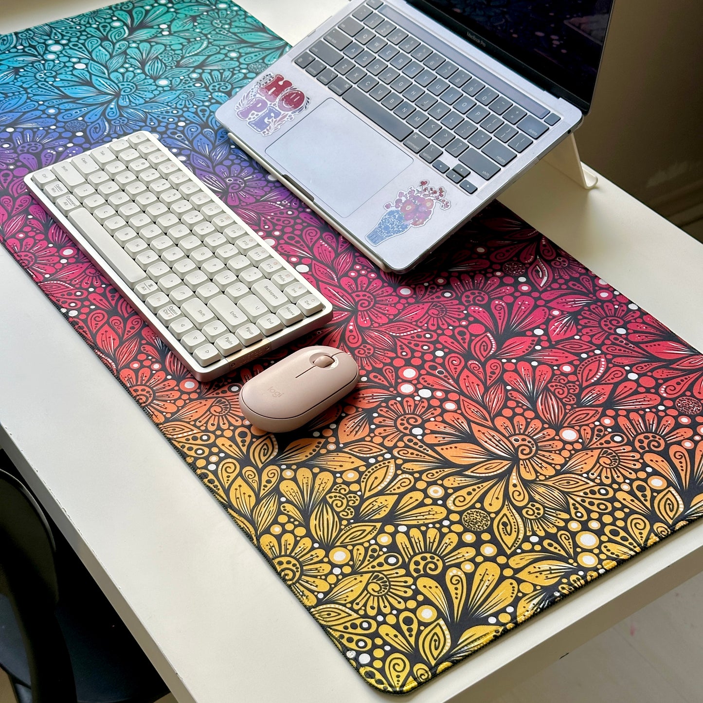 rainbow zentangle desk pad - colorfull desk pads