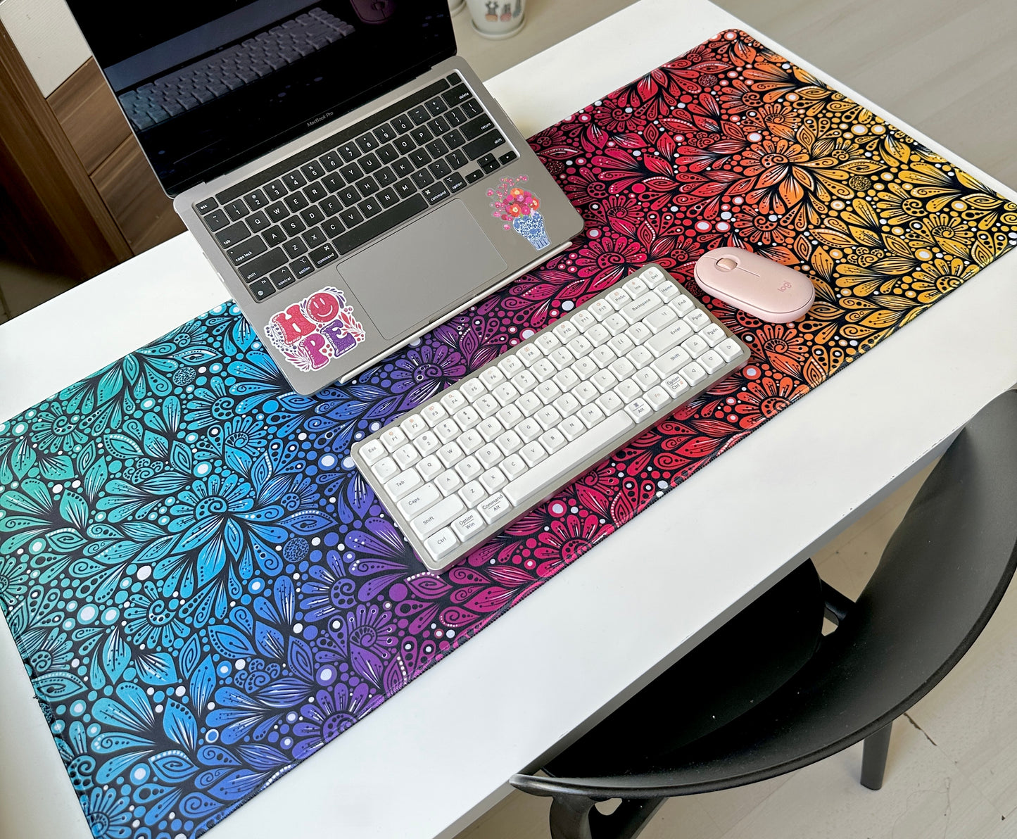 rainbow zentangle desk pad - colorfull desk pads