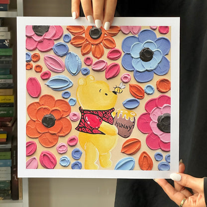 texture art Winnie-the-Pooh print