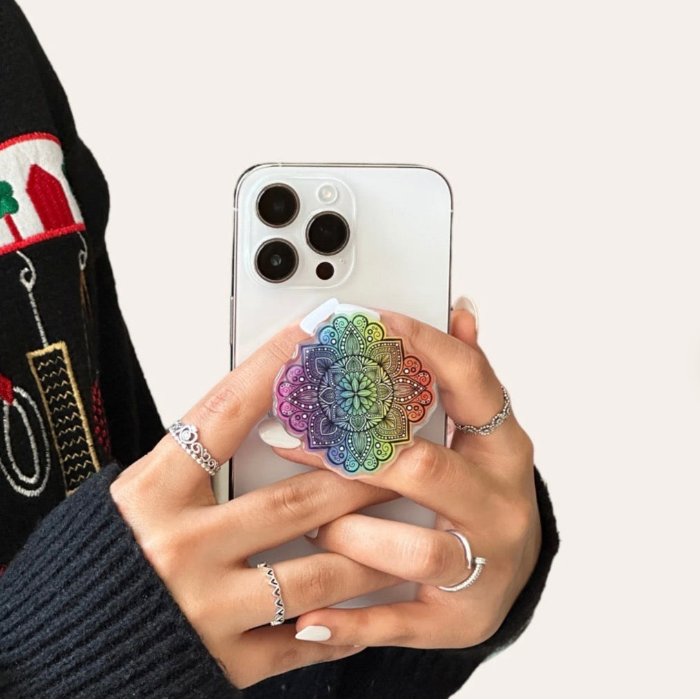 rainbow mandala magnetic phone grip
