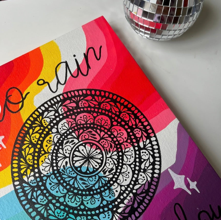 No rain no rainbow wooden canvas