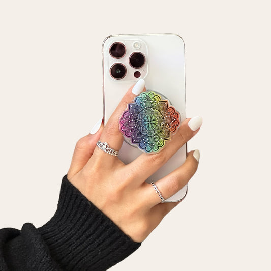 rainbow mandala magnetic phone grip