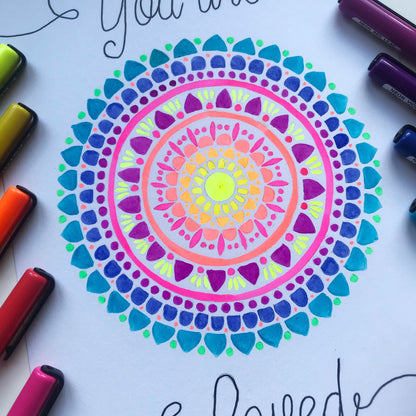 You are loved - neon mandala - neon art - quote artwork- wall decor