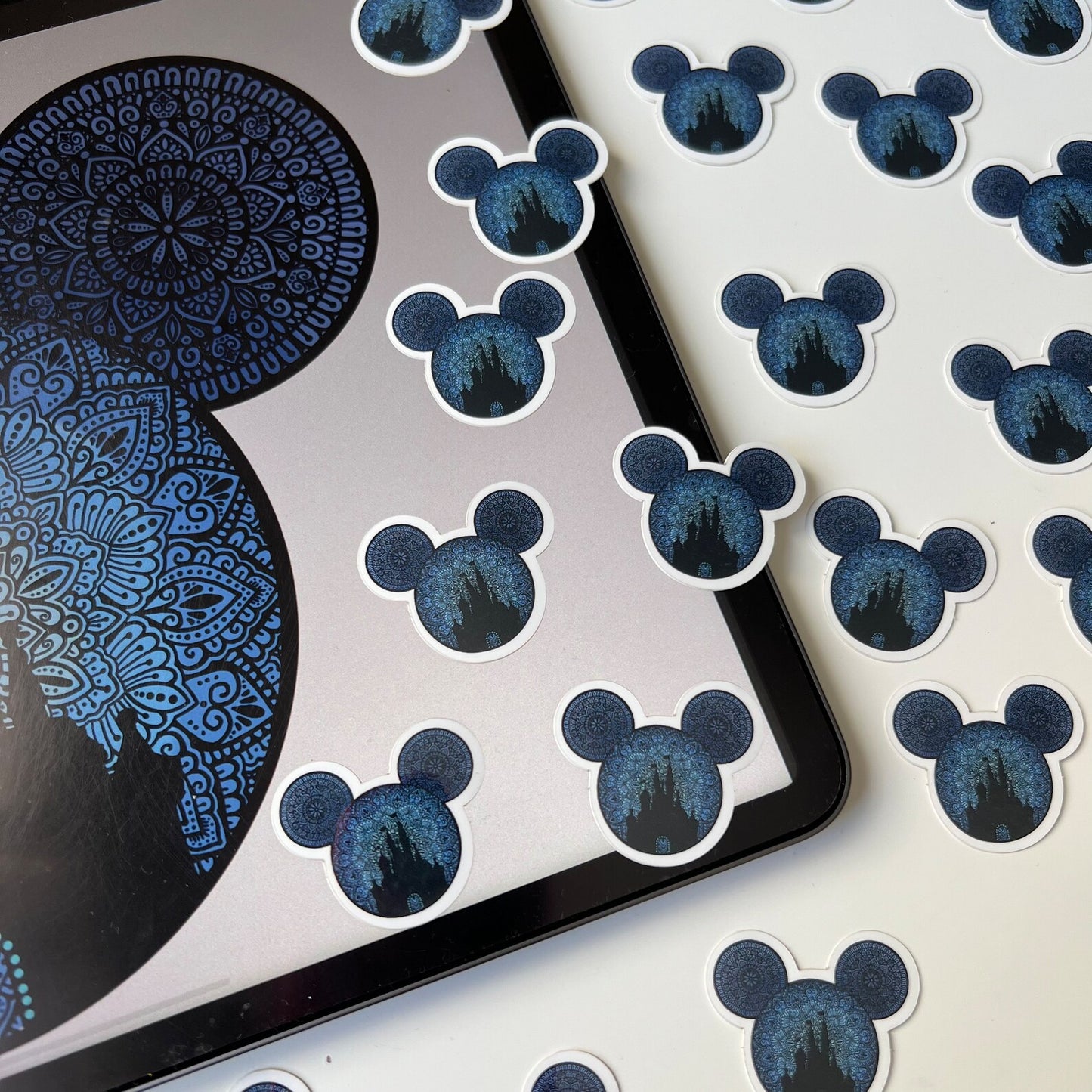 Mickey Mouse Head Waterproof Sticker - Castle Silhouette