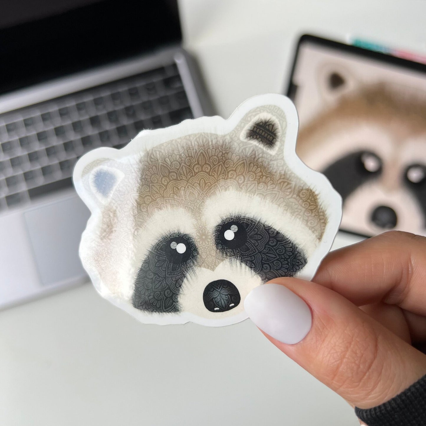 Raccoon Mandala Sticker - Waterproof Vinyl Decal