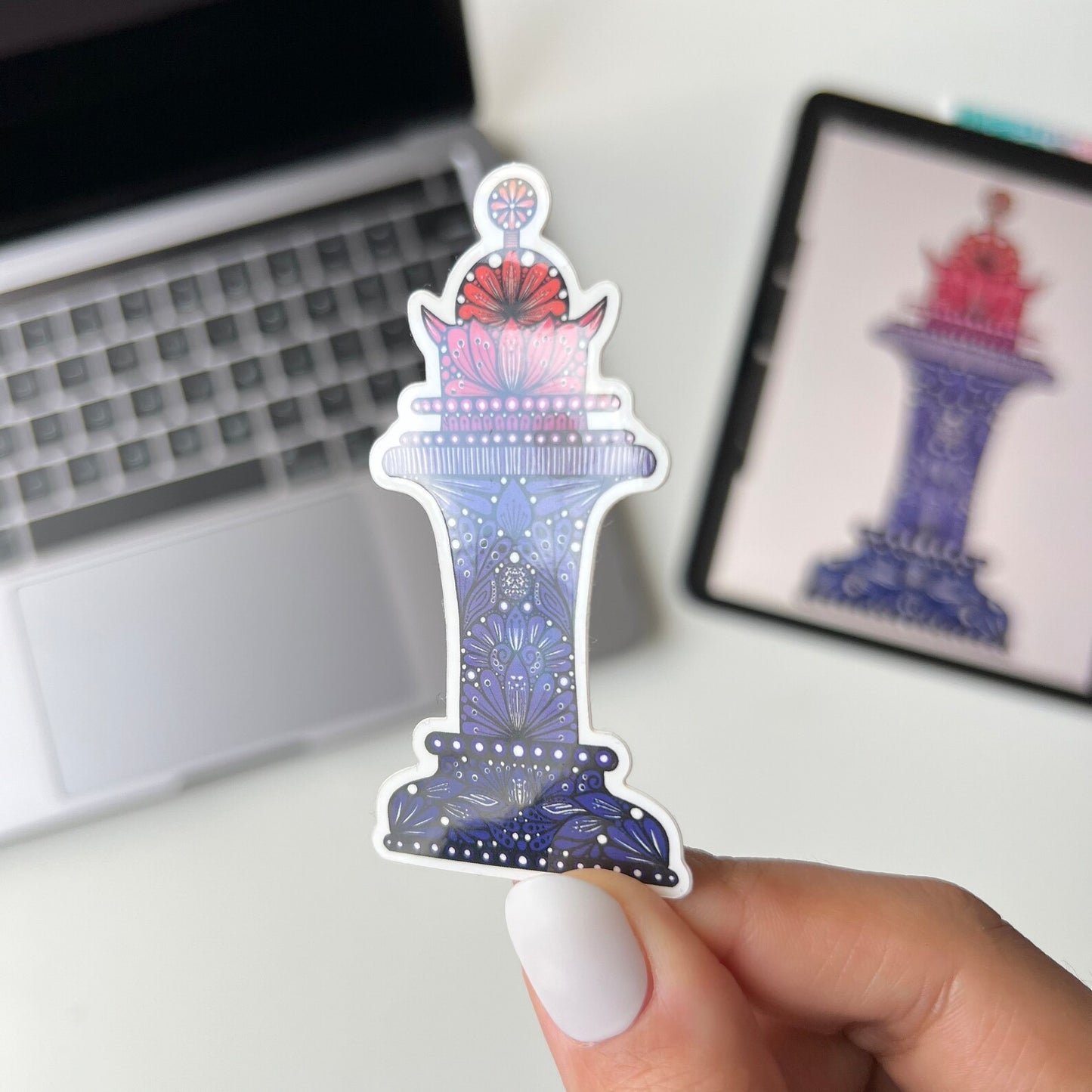 Zentangle Chess Piece Sticker – Waterproof Vinyl Art