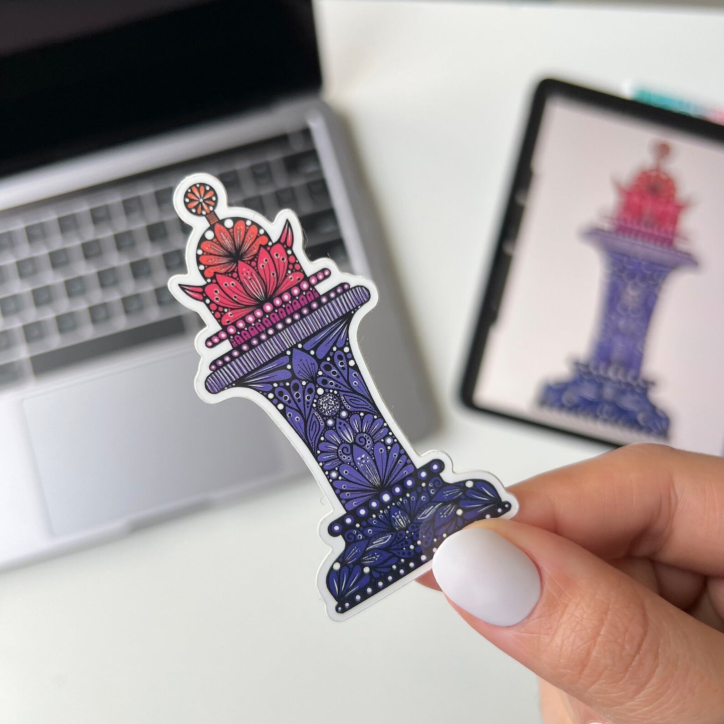Zentangle Chess Piece Sticker – Waterproof Vinyl Art