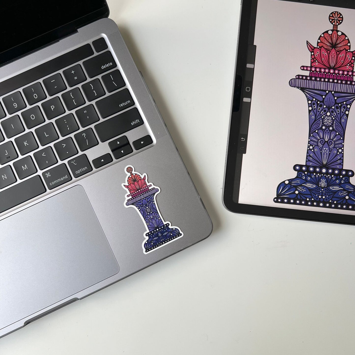 Zentangle Chess Piece Sticker – Waterproof Vinyl Art