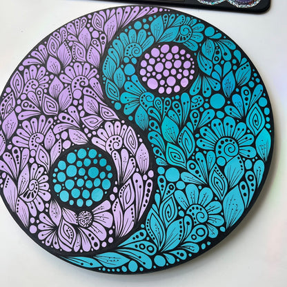 Zentangle yin yang wall decor