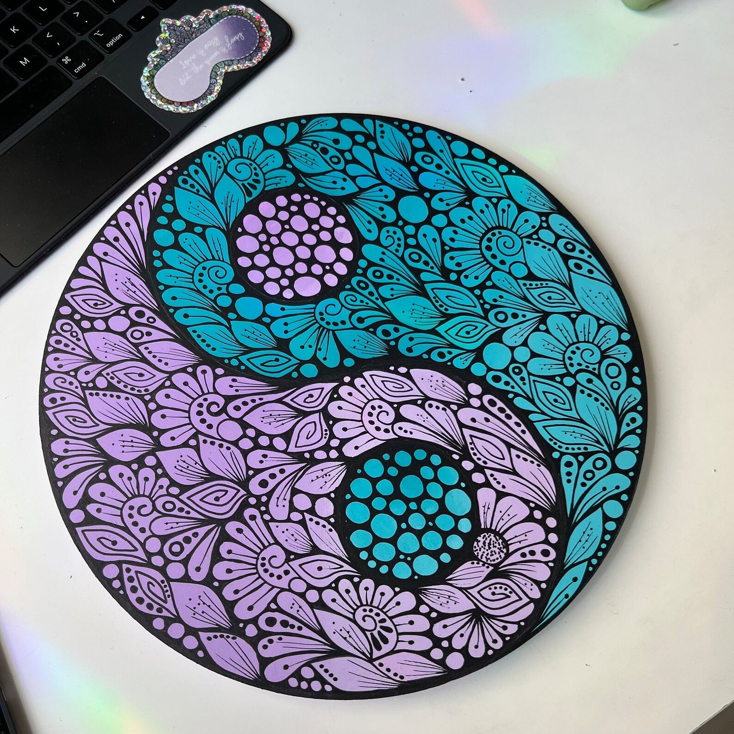 Zentangle yin yang wall decor