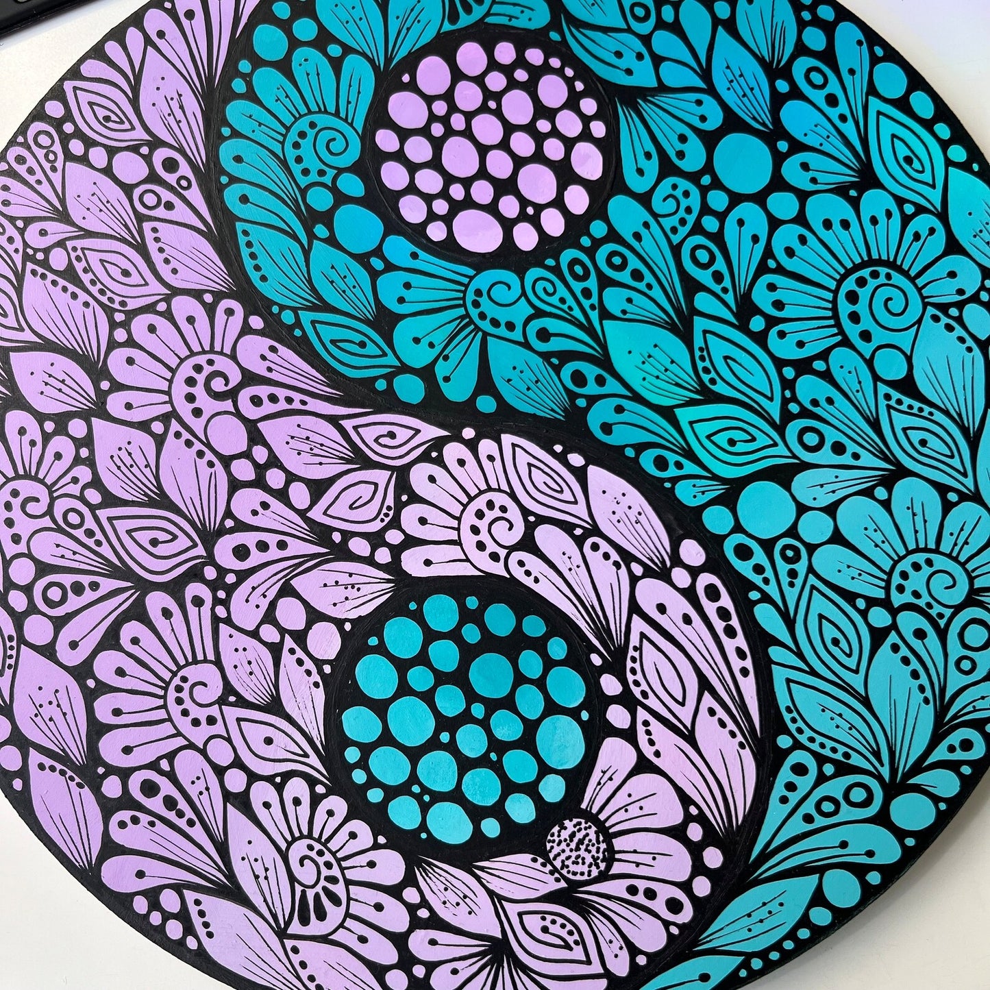 Zentangle yin yang wall decor