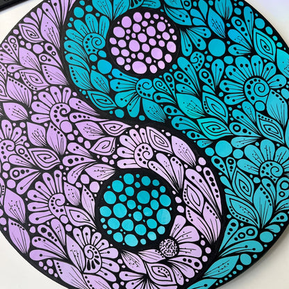 Zentangle yin yang wall decor