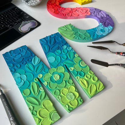 Custom floral textured wooden letter
