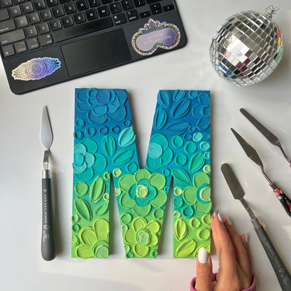 Custom floral textured wooden letter