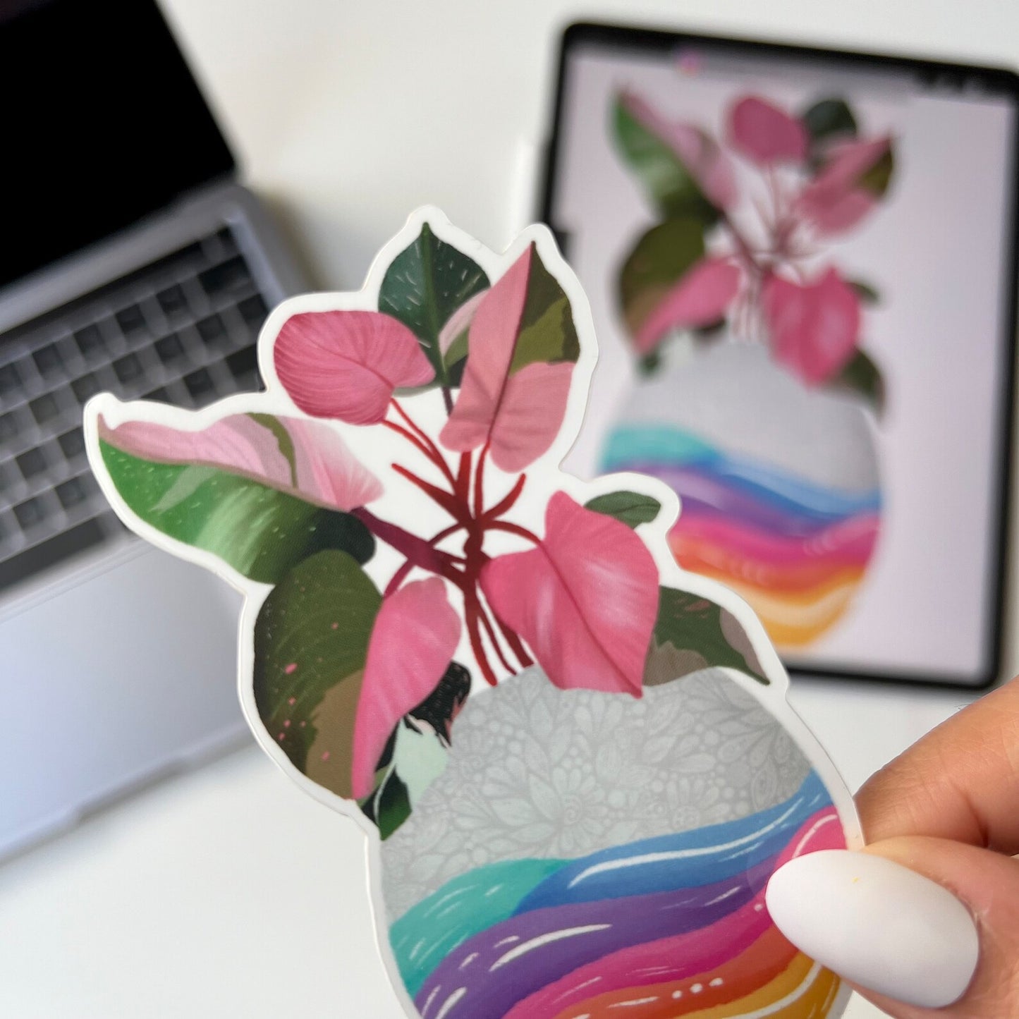Plant in pot zentangle waterproof sticker