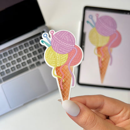 Zentangle ice cream yarn waterproof sticker