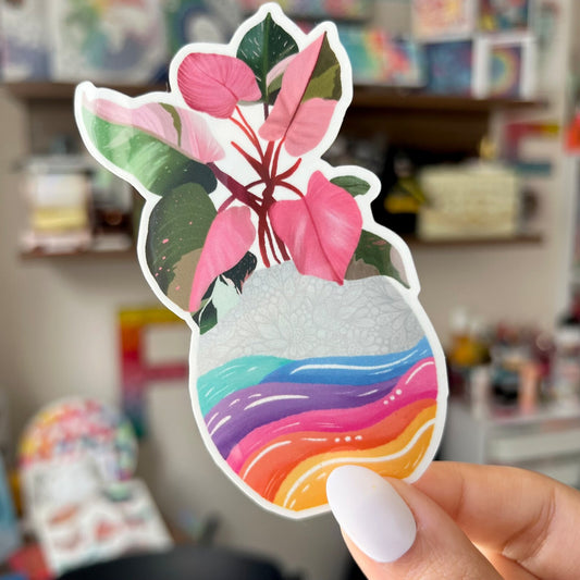 Plant in pot zentangle waterproof sticker