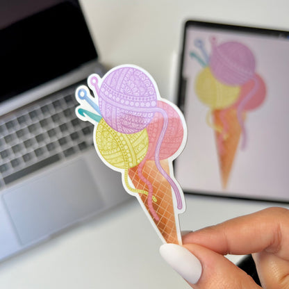 Zentangle ice cream yarn waterproof sticker