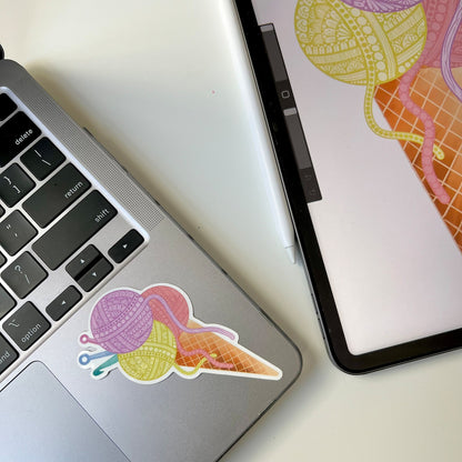 Zentangle ice cream yarn waterproof sticker