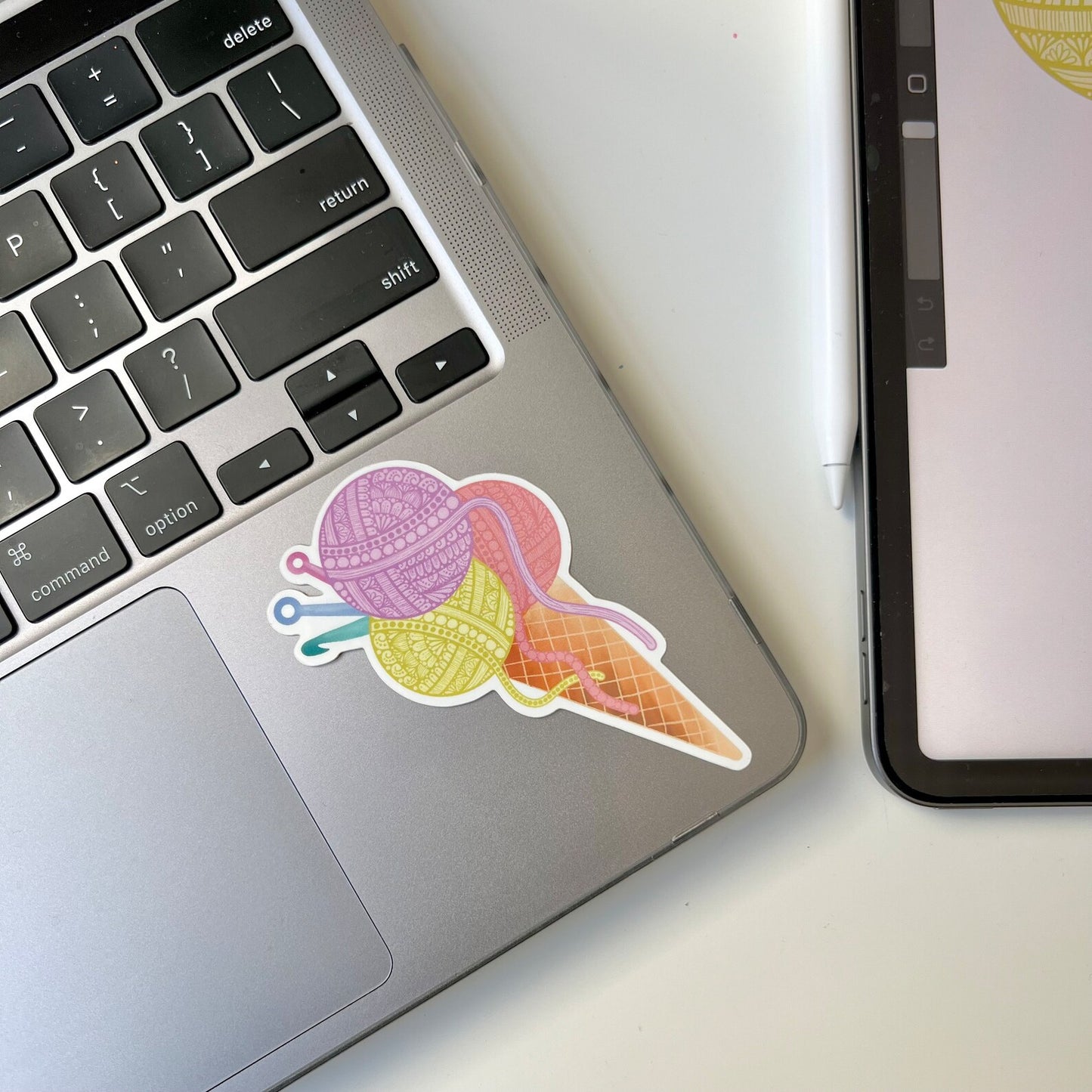 Zentangle ice cream yarn waterproof sticker