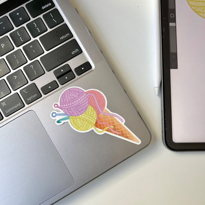 Zentangle ice cream yarn waterproof sticker