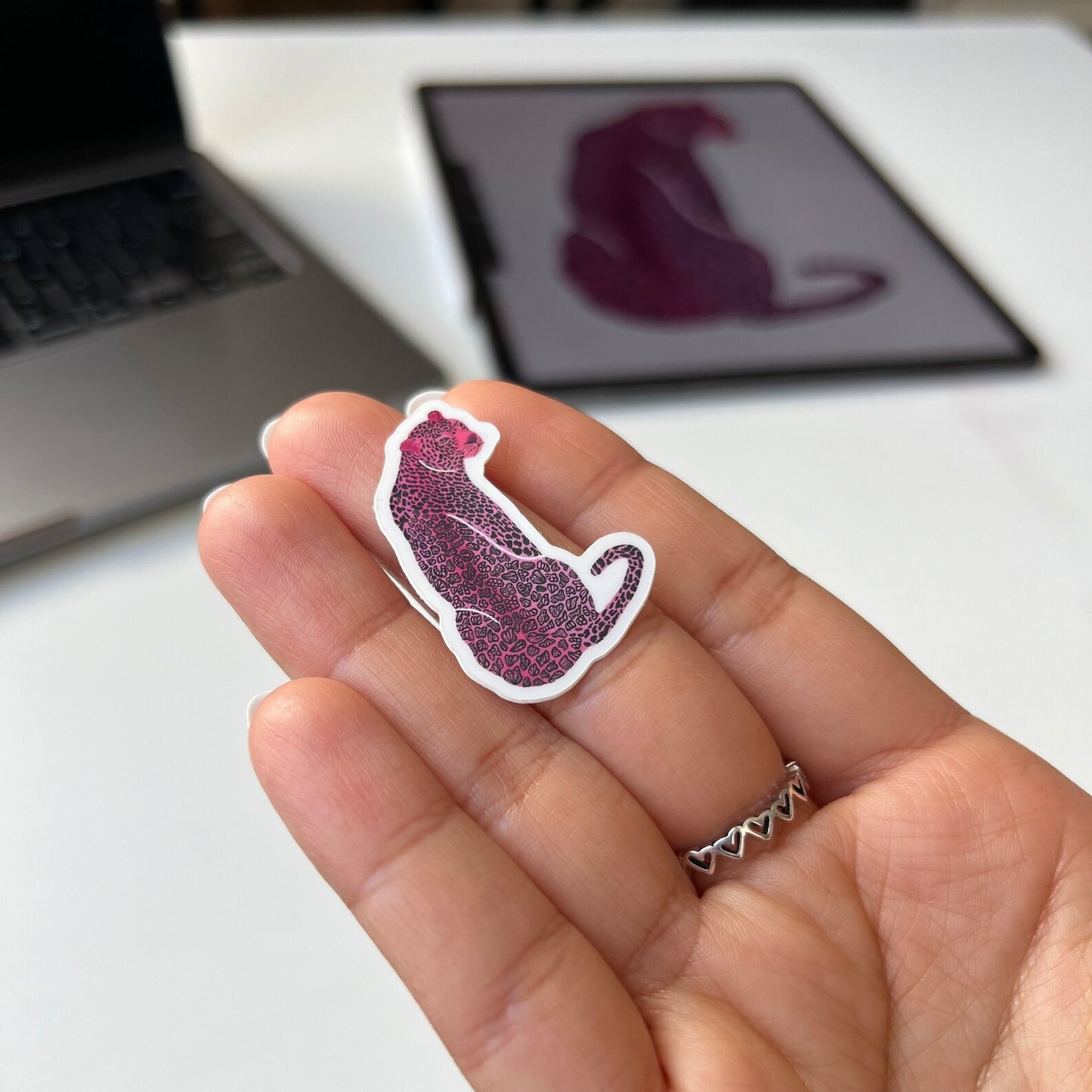Mini pink jaguar sticker