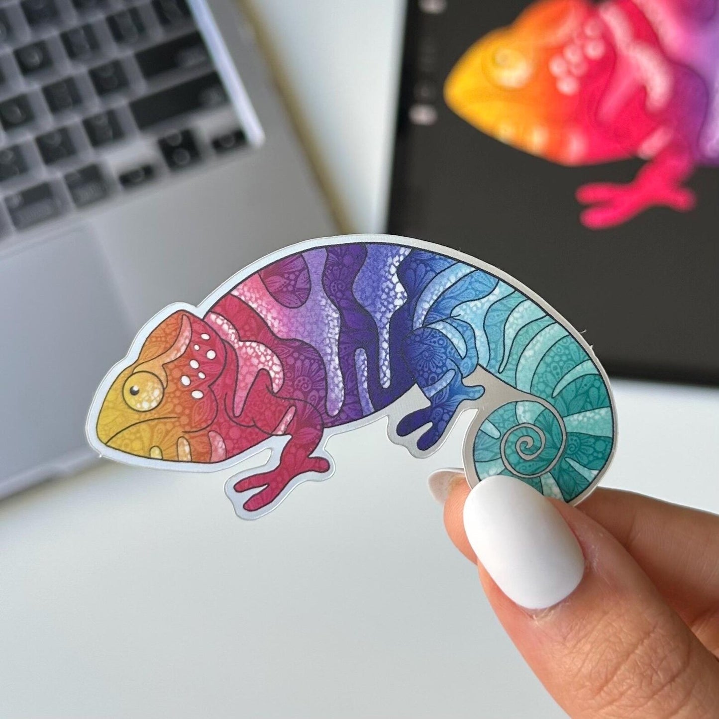 chameleon Zentangle sticker