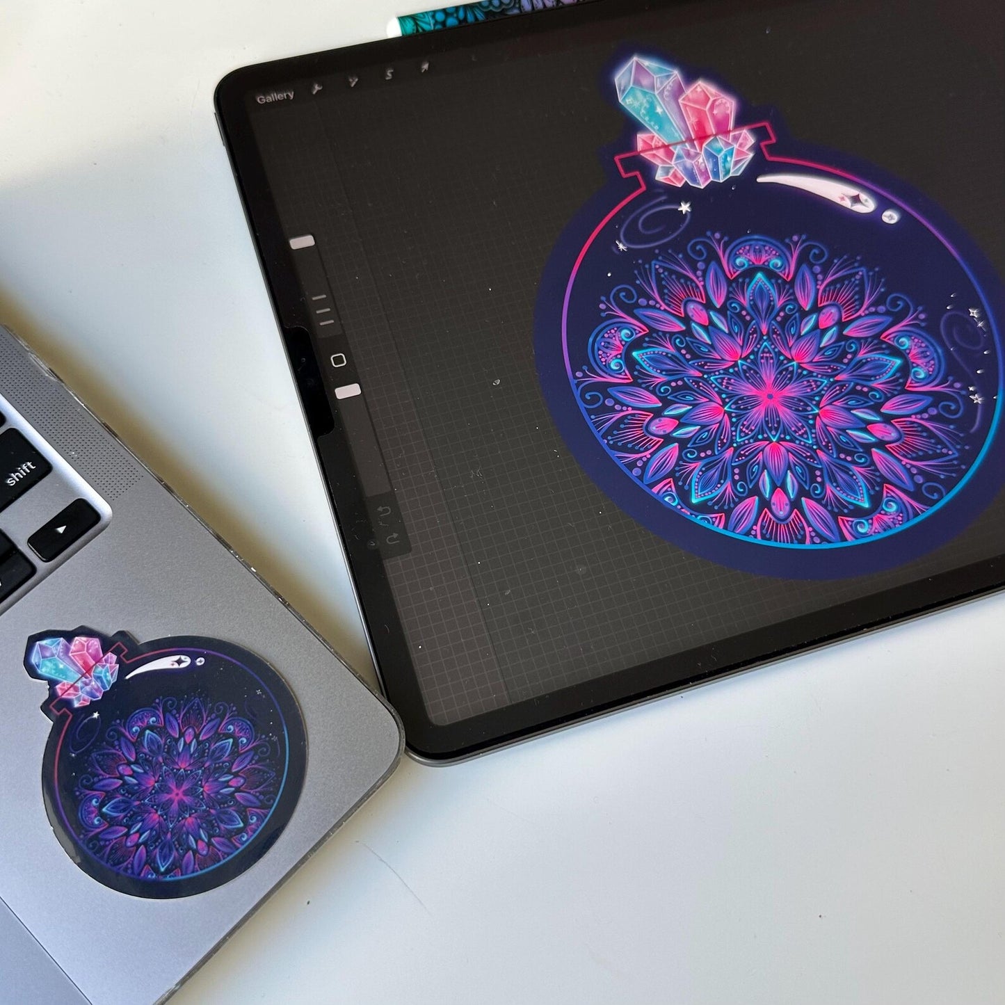 Crystal Mandala jar sticker