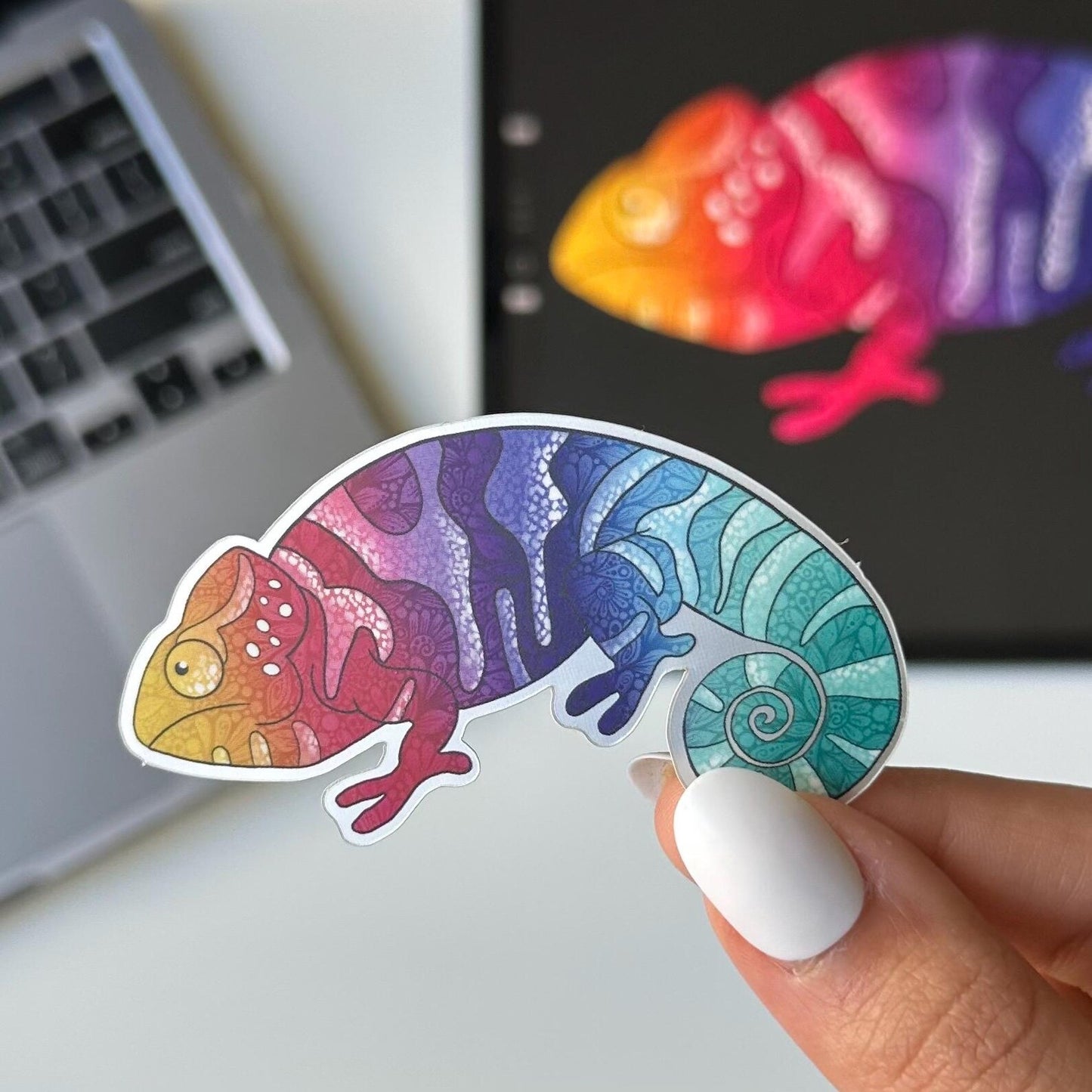 chameleon Zentangle sticker