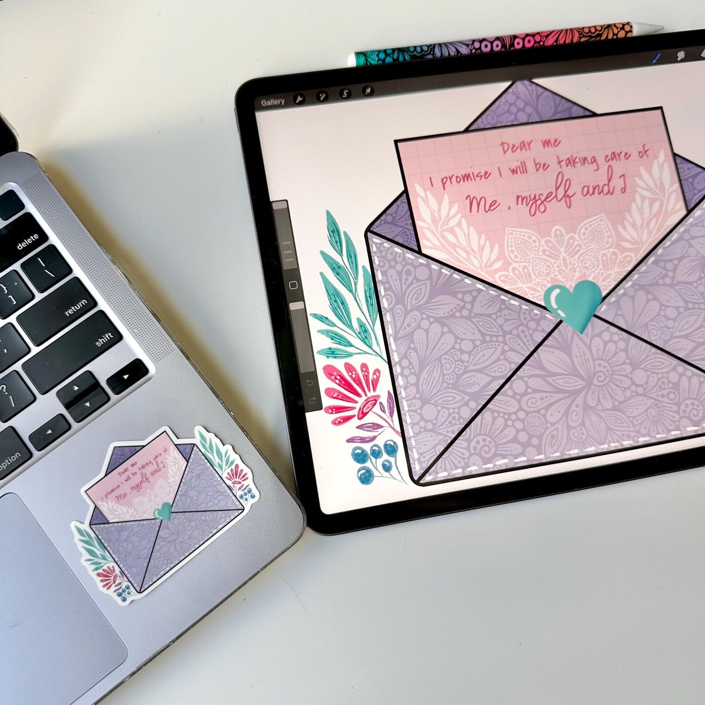 Self note envelope mandala sticker