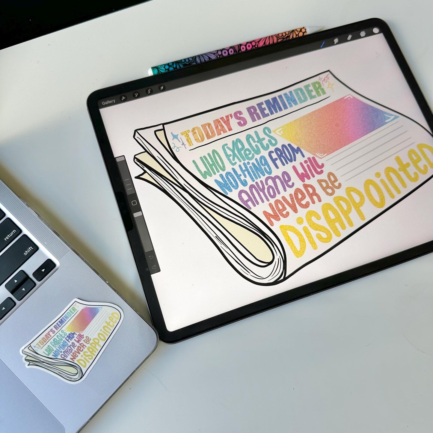 Today reminder magazine mandala sticker