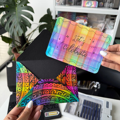 Handmade mandala and watercolor envelope