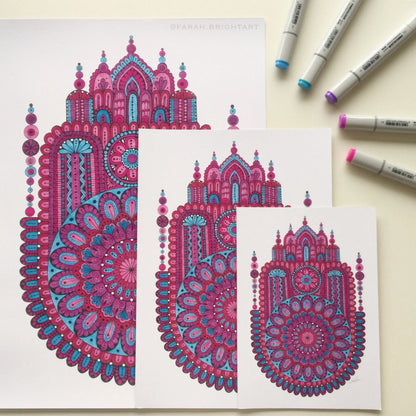 Hand Drawn Mandala Art Print – Colorful Home Wall Decor