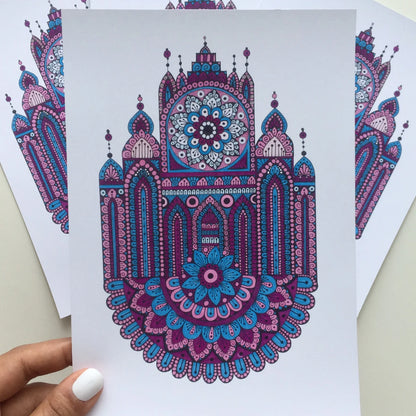 Mandala Building Art Print – Hand Drawn Wall Decor