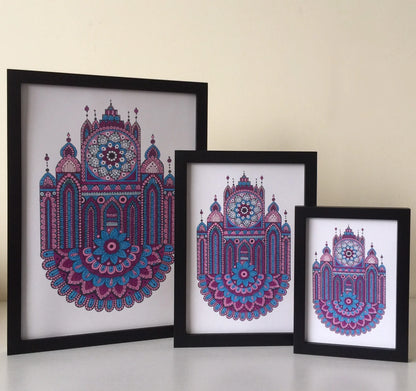 Mandala Building Art Print – Hand Drawn Wall Decor