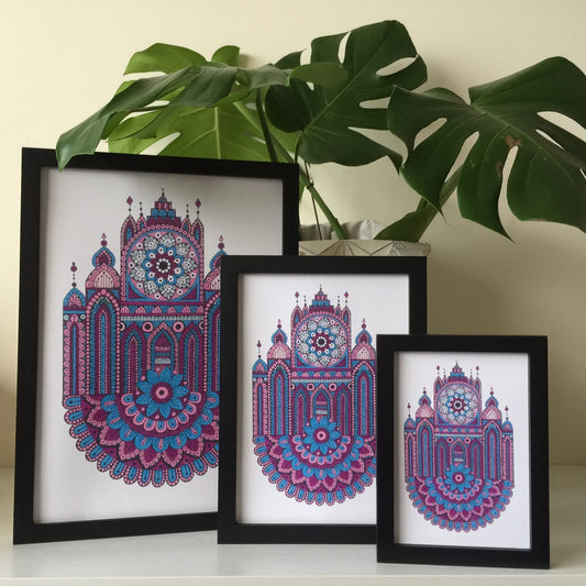 Mandala Building Art Print – Hand Drawn Wall Decor