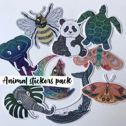 Waterproof Animal Stickers Pack – Vinyl Holographic Decals