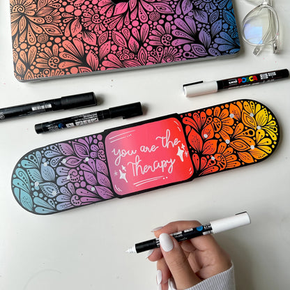 Hand drawn zentangle on a wooden plaster