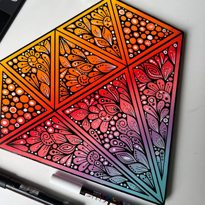 Zentangle rainbow diamond