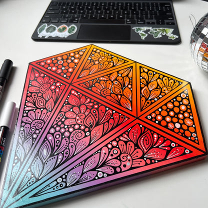 Zentangle rainbow diamond