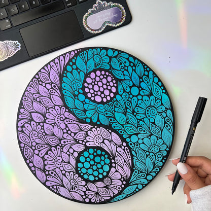 Zentangle yin yang wall decor