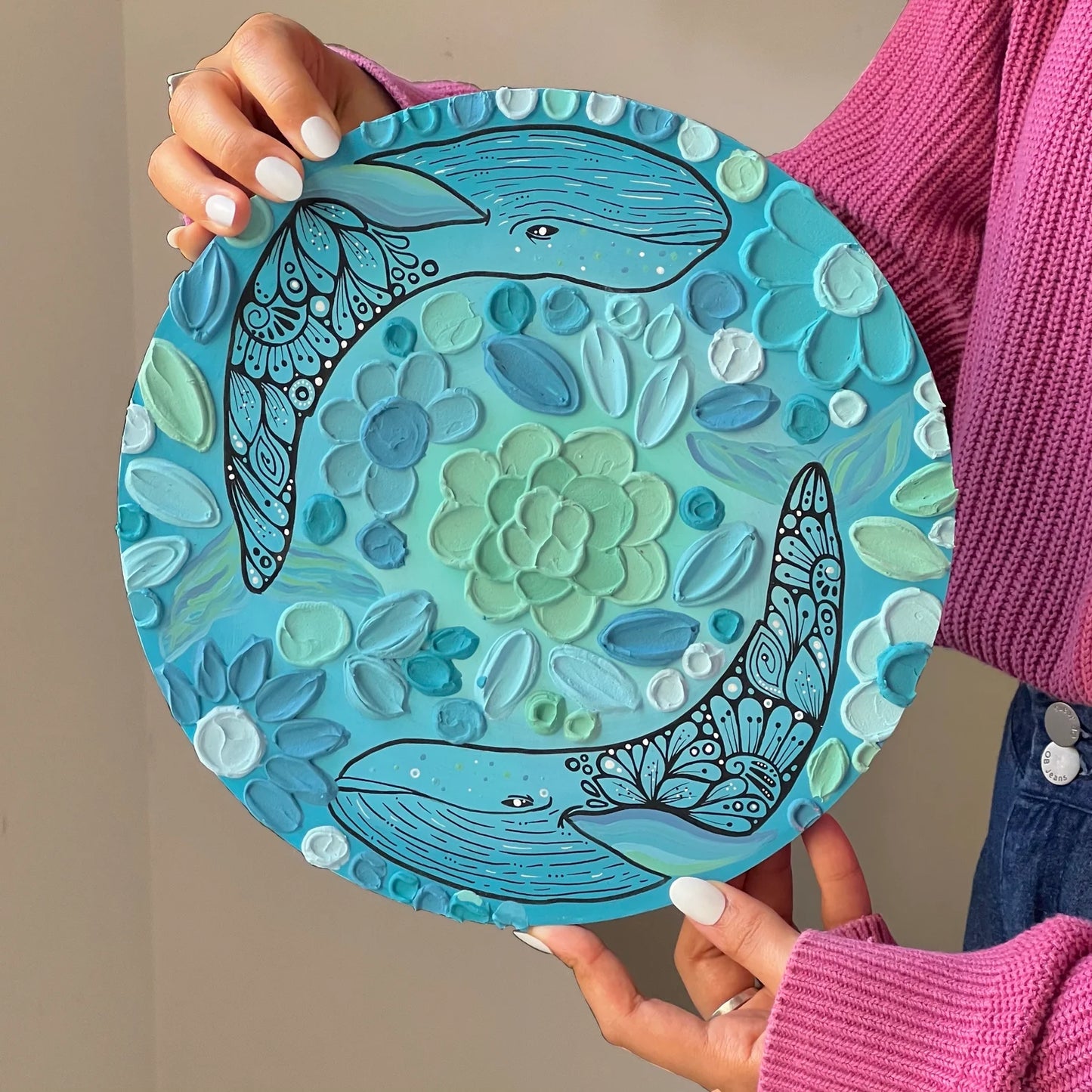 The master of the sea , Zentangle whale wall decor