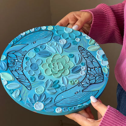 The master of the sea , Zentangle whale wall decor