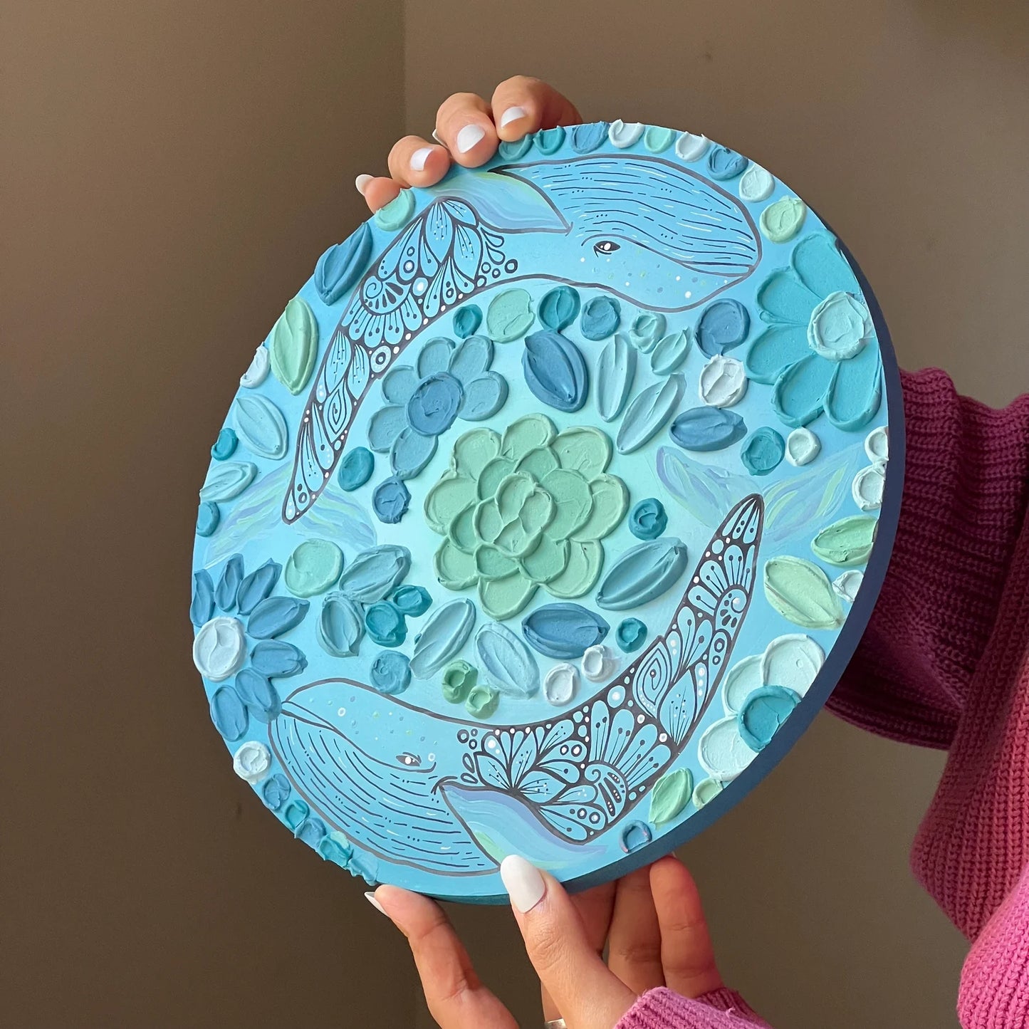 The master of the sea , Zentangle whale wall decor