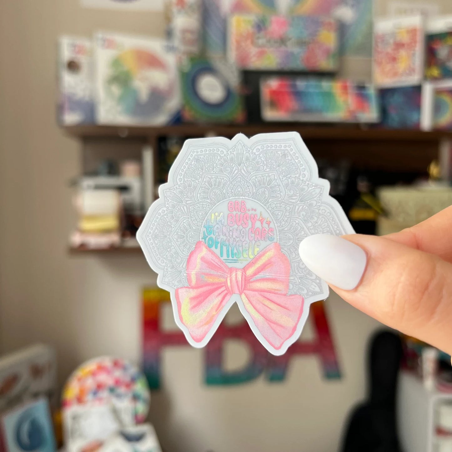 Mandala Bow Waterproof Sticker - Self Care Vinyl Decal